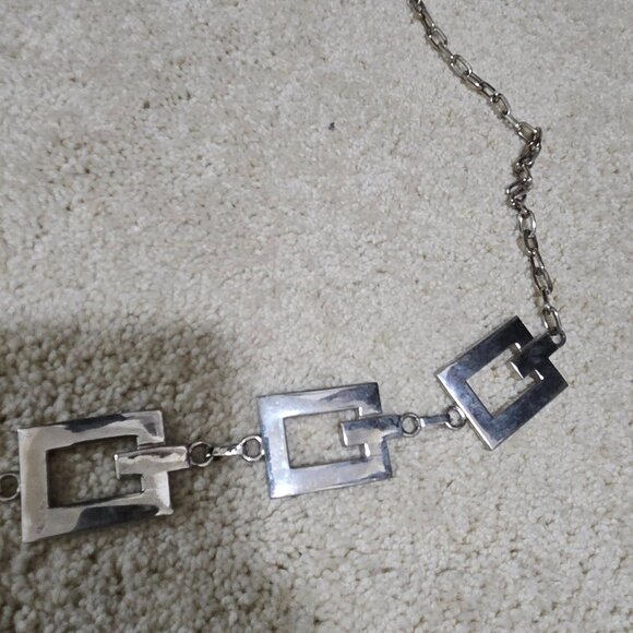 Vintage Y2K Silver Rectangle Metallic Chain Chunky Belt - Picture 9 of 11